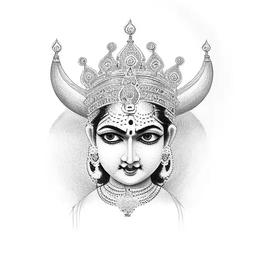 Krishna and queen crown tattoo design idea