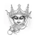 Krishna and queen crown tattoo design idea