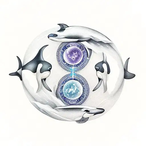 two orcas in yin-yang symbol tattoo design idea