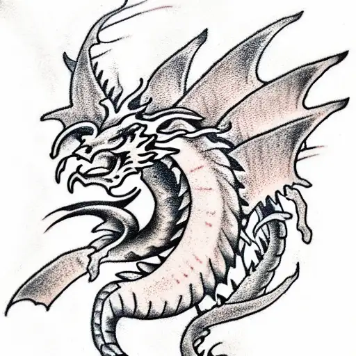 red and black dragon tattoo design idea