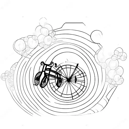 wineyard with bicycle and mechanical engineer tattoo design idea