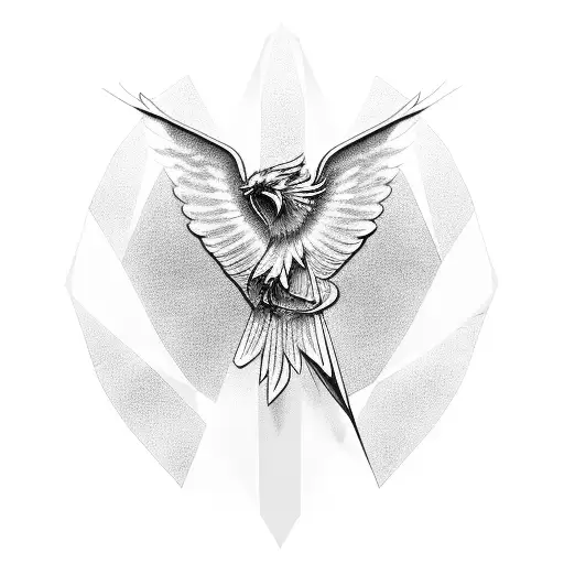 Phoenix with diamond tattoo design idea