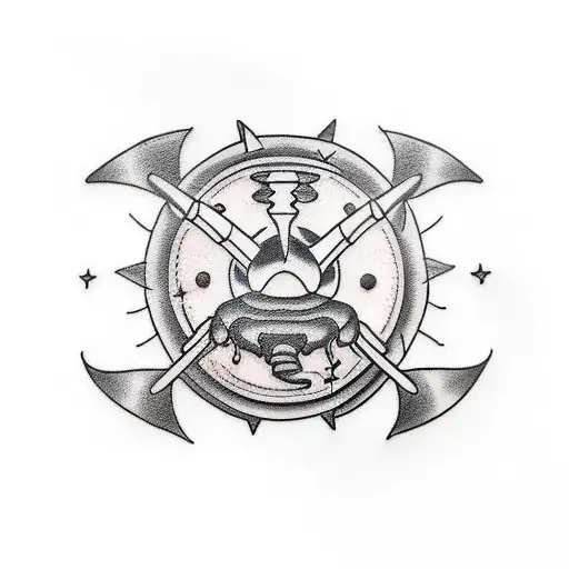 black and red bull tattoo design idea