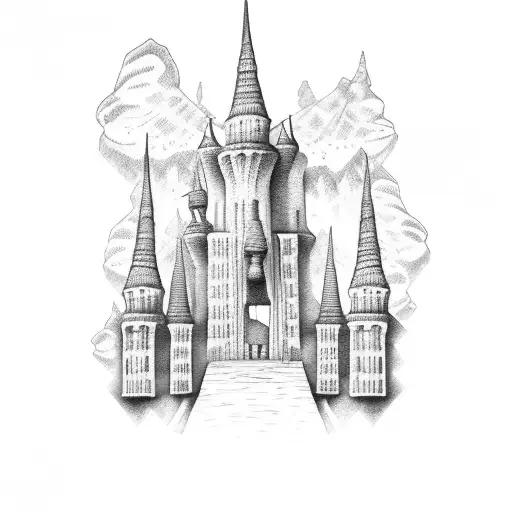 babylon castle tattoo design idea