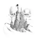 babylon castle tattoo design idea