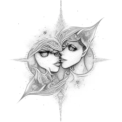 twin flames tattoo design idea