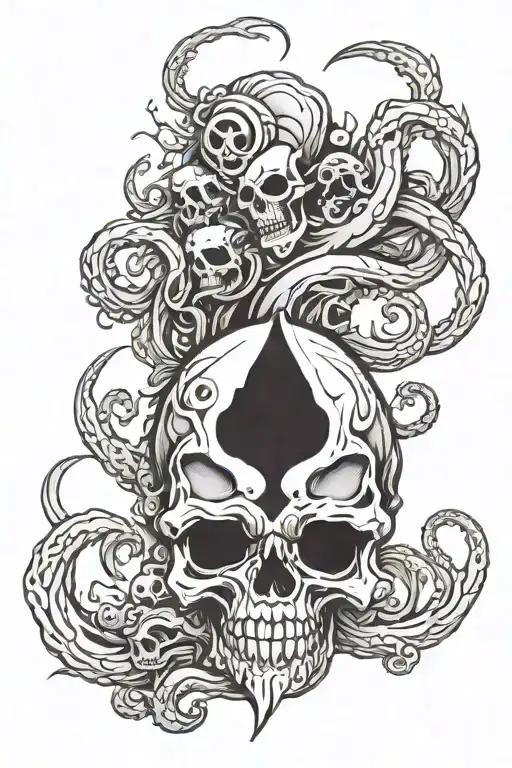 skull kraken tattoo design idea
