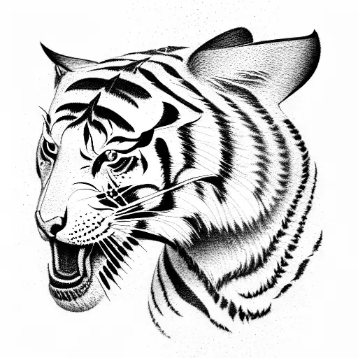 tiger bite victory jackal  tattoo design idea