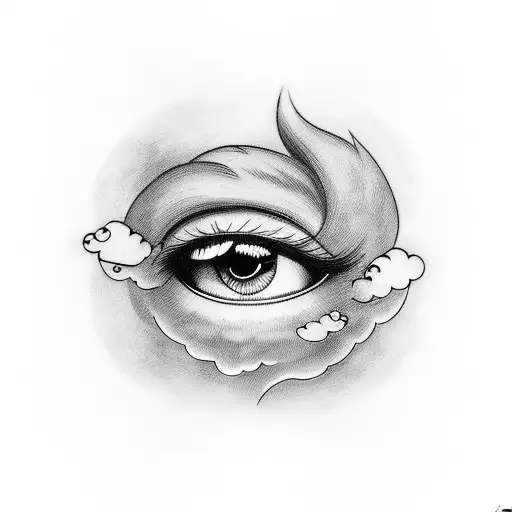 eyes with cloud dark tattoo design idea