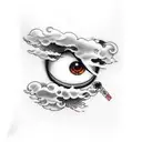 eyes with cloud dark tattoo design idea