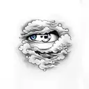 eyes with cloud dark tattoo design idea