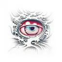eyes with cloud dark tattoo design idea