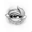 eyes with cloud dark tattoo design idea