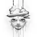 eyes with cloud dark tattoo design idea