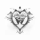 dove heart mountain tattoo design idea