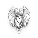 dove heart mountain tattoo design idea
