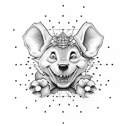 Winnie the ppoh hellraiser with melting background tattoo design idea