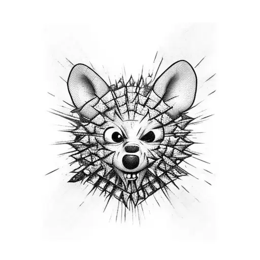 Winnie the ppoh hellraiser with melting background tattoo design idea