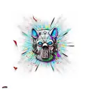 Winnie the ppoh hellraiser with melting background tattoo design idea