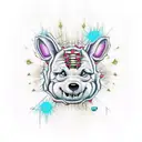 Winnie the ppoh hellraiser with melting background tattoo design idea