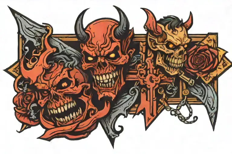 The demon eats the sinner cross made tattoo design idea