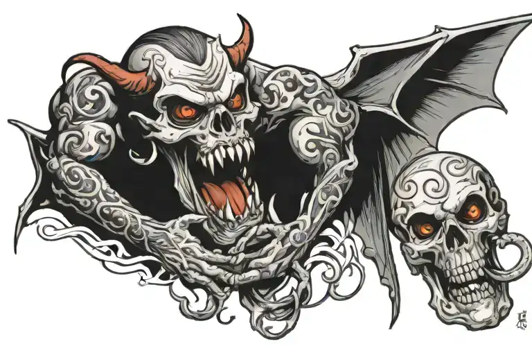 The demon eats the sinner tattoo design idea