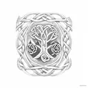 tree of life with Celtic knots and roses tattoo design idea