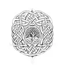 tree of life with Celtic knots and roses tattoo design idea