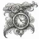 time piece with clouds inside tattoo design idea