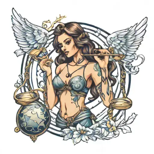 Astraea holding a balance   tattoo design idea