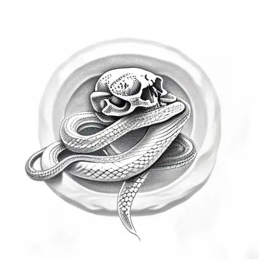 snake, skull tattoo design idea
