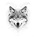 wolf and raven head in Tao shape tattoo design idea