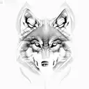 wolf and raven head in Tao shape tattoo design idea