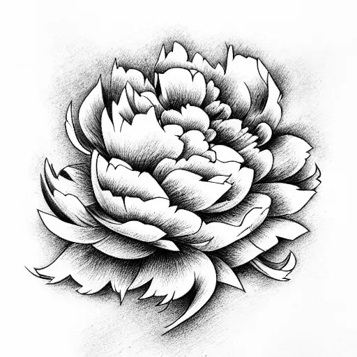 Peonies, traditional,  tattoo design idea