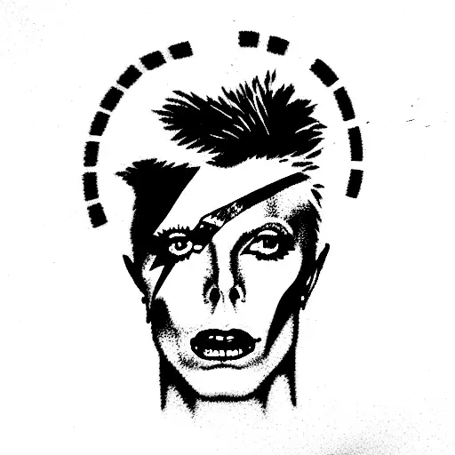 David Bowie, ziggy stardust, head,  tattoo design idea