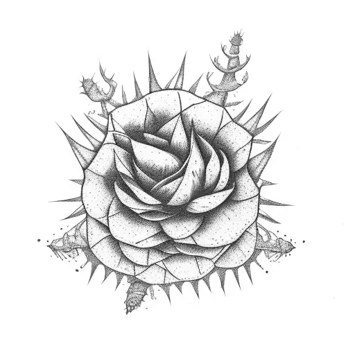 elongated organic line dead flowers sharp and prickly tattoo design idea