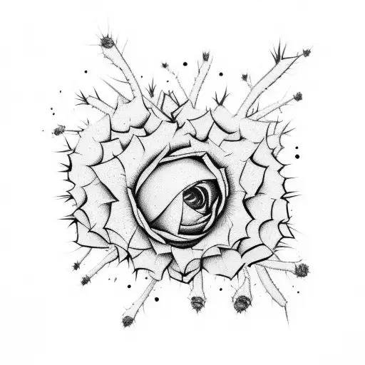 organic line dead flowers sharp and prickly tattoo design idea