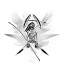 native american, on one knee, in silhouette, shooting an arrow skyward tattoo design idea