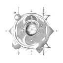 aquarius sign for men, a woman, Uranus sign, air sign tattoo design idea