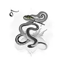 Traditional style tattoo of a snake and crow forming a musical staff tattoo design idea