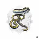 Traditional style tattoo of a snake and crow forming a musical staff tattoo design idea