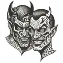 half man half Devil split face tattoo design idea