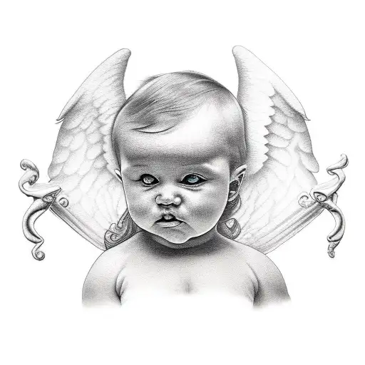 3 angel babies tattoo design idea