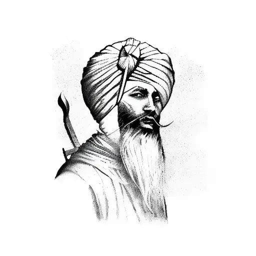 warrior saint sikh silhouette  tattoo design idea