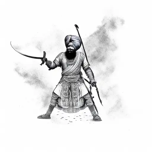 warrior sikh silhouette  tattoo design idea