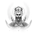 warrior saint sikh silhouette  tattoo design idea