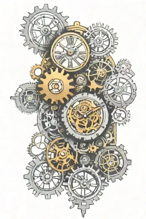 Steampunk clock with gears tattoo design idea