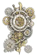 Steampunk clock with 9  gears tattoo design idea