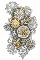Steampunk clock with gears tattoo design idea