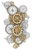 Steampunk clock with gears tattoo design idea